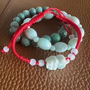❤️ Jadeite Jade Pixiu 🍀 Luck Bracelet with Hand-knotted Red Cord